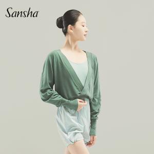 Sansha 法國(guó)三沙芭蕾舞保暖練功服女 秋冬舞蹈短上衣長(zhǎng)袖瑜伽健服