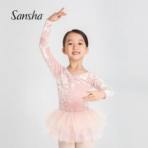 sansha 三沙芭蕾舞蓬蓬裙 兒童舞蹈服秋冬鉆石絨長袖練功裙開襠