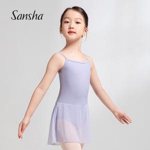 sansha 三沙兒童吊帶舞蹈服女芭蕾舞練功服一件式帶裙連體服訓(xùn)練