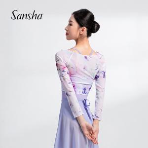 sansha 法國三沙舞蹈服上衣女 網(wǎng)紗芭蕾舞練功服罩衫一字領(lǐng)練功服